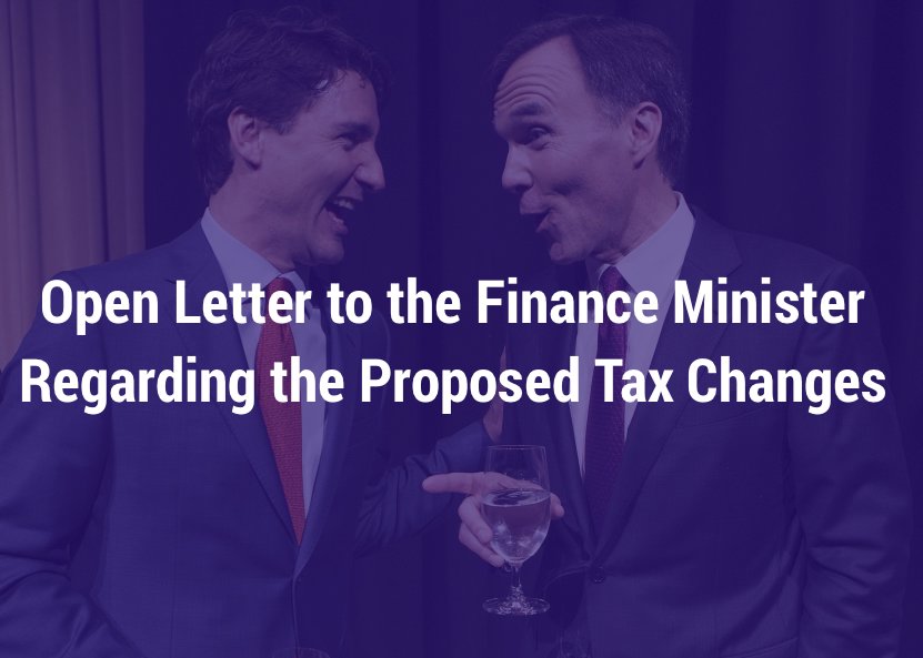 Open Letter to the Finance Minister Regarding the Proposed Tax Changes
